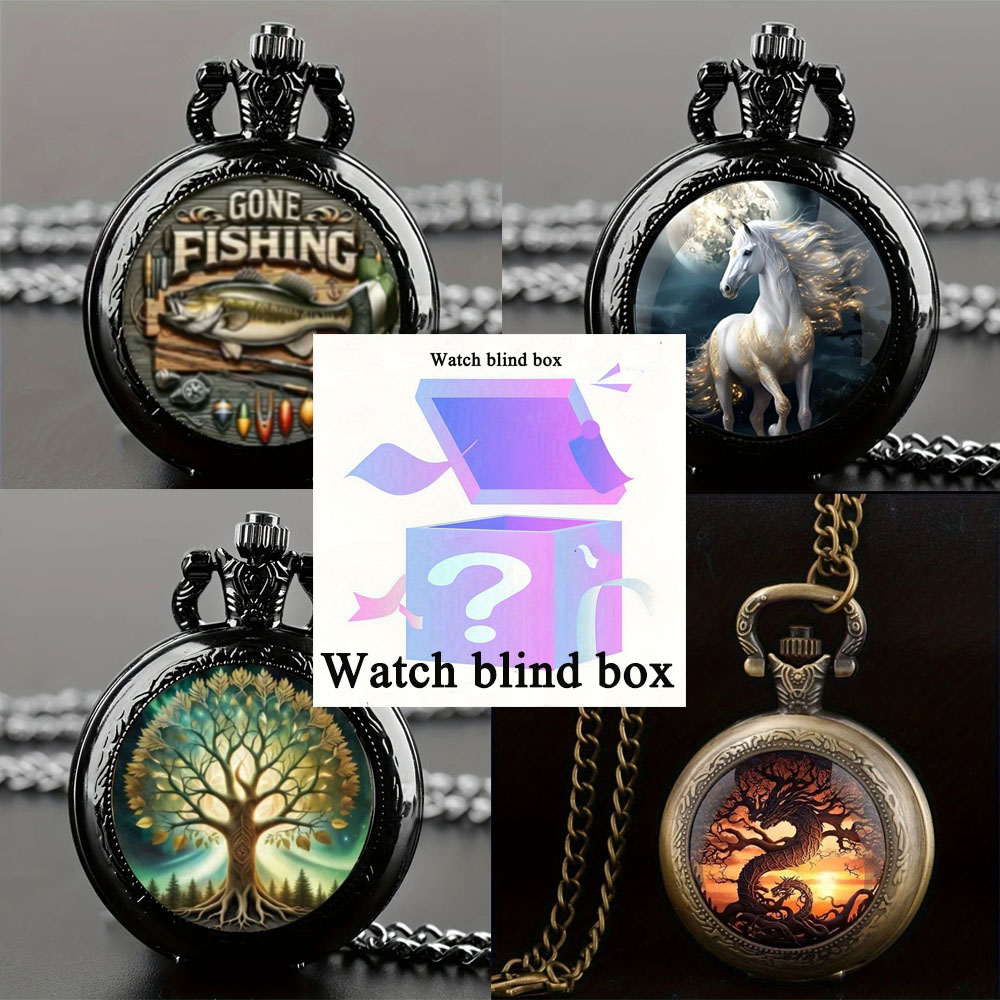 Vintage Fashion Necklace - Mixed Pattern Vintage Pocket Watch Blind