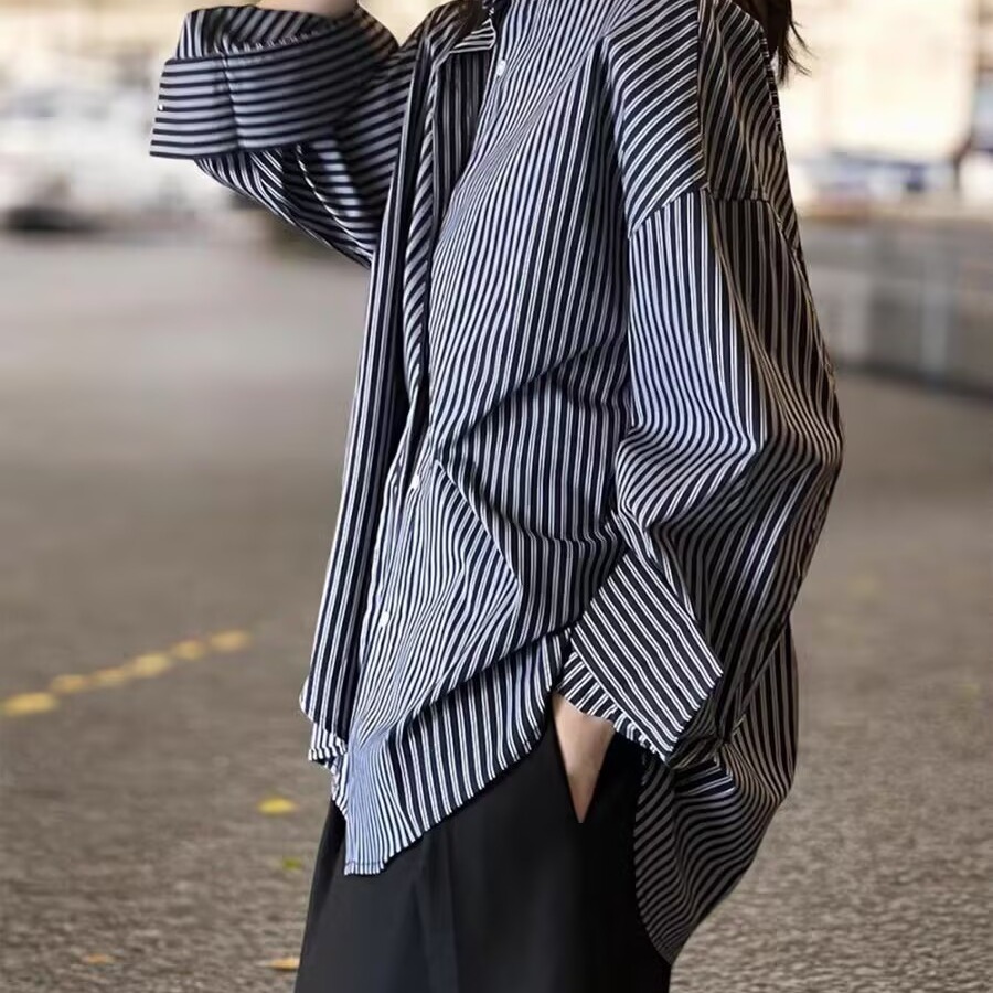 Blue Striped Loose Long Sleeve - đánh giá và giá Vintage Fashion Hong Kong